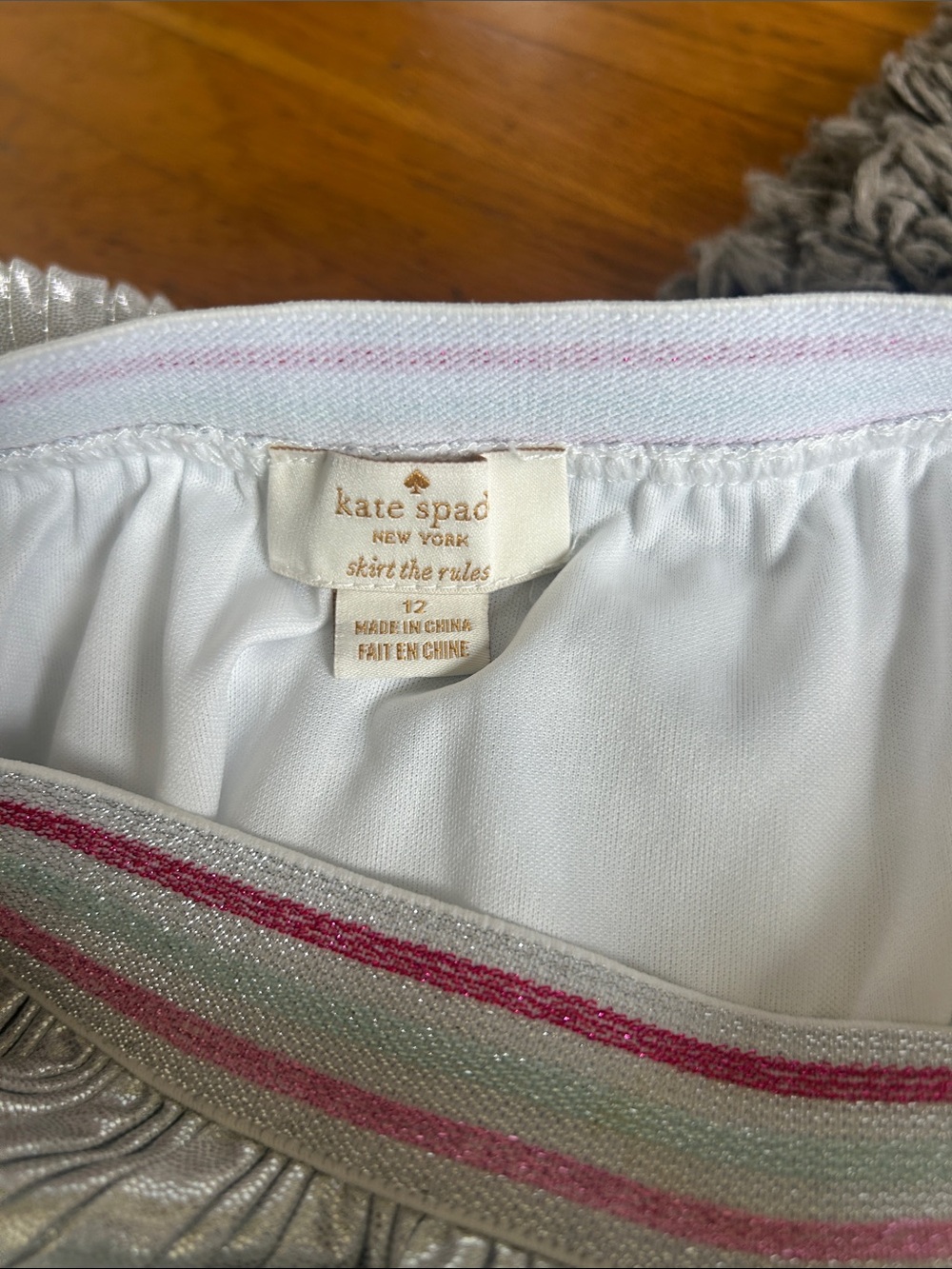 Kate Spade Skirt the Rules Girls Metallic Silver Pleated Midi 12 - Picture 4 of 8